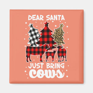 Dear Santa Just Bring Cows Christmas Buffalo Plaid Magnet