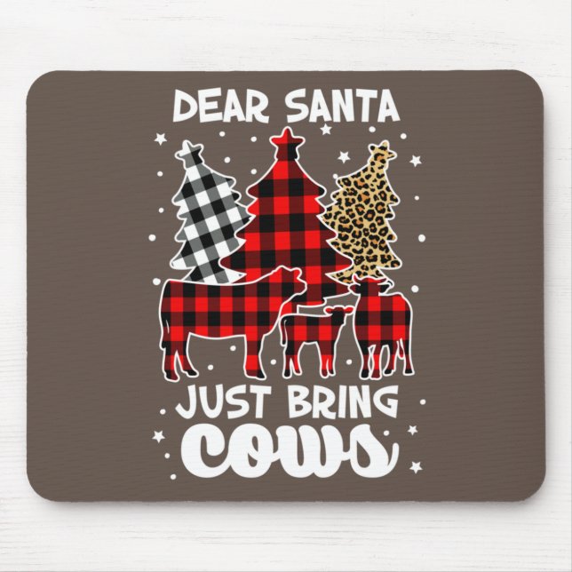 Dear Santa Just Bring Cows Christmas Buffalo Plaid Mouse Mat (Front)