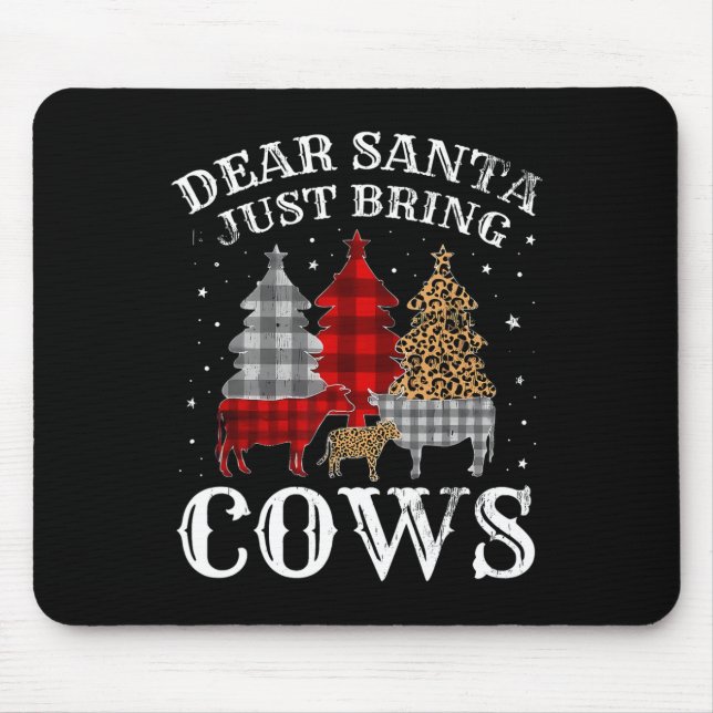 Dear Santa Just Bring Cows Christmas Buffalo Plaid Mouse Mat (Front)