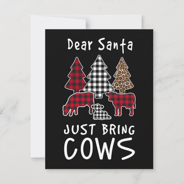 Dear Santa, Just Bring Me Cows, Christmas  Holiday Card (Front)