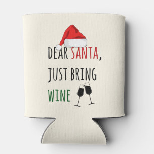 Dear Santa Just Bring Wine Funny Christmas Gifts Can Cooler