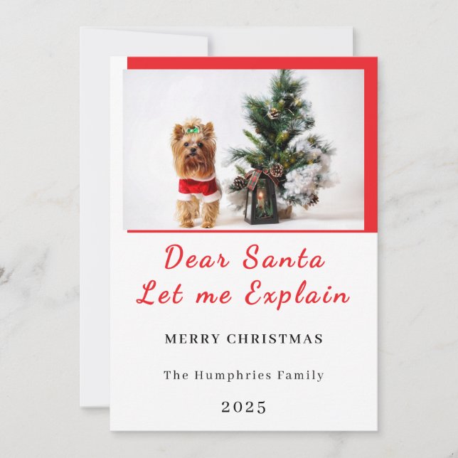 Dear Santa, Let Me Explain - Fun photo CHRISTMAS  Thank You Card (Front)