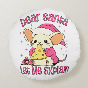 Dear Santa, Let Me Explain Round Cushion