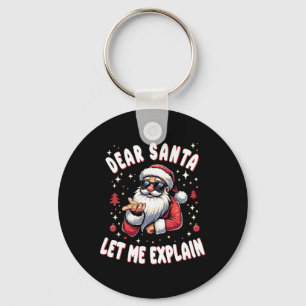 Dear Santa Let Me Explain Xmas Christmas Pajama Fa Key Ring