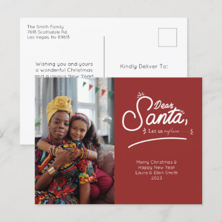 Dear Santa, Let Us Explain Photo Holiday Postcard