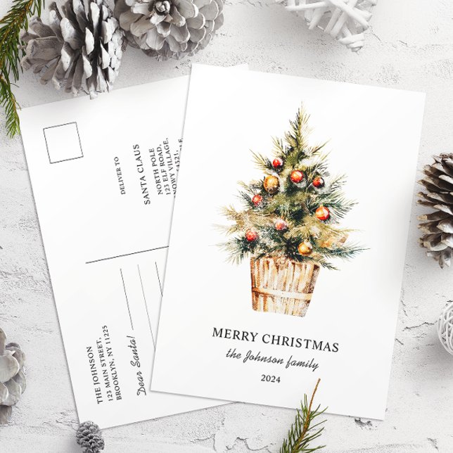 Dear Santa Letter Merry Christmas Tree Postcard (Creator Uploaded)