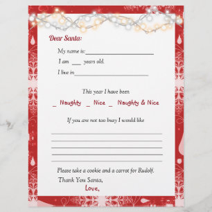 Dear Santa Letter Pretty Lights and Snowflakes