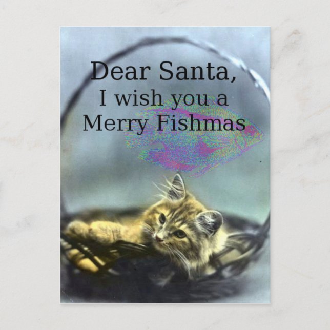 Dear Santa Merry Fishmas Holiday Postcard (Front)