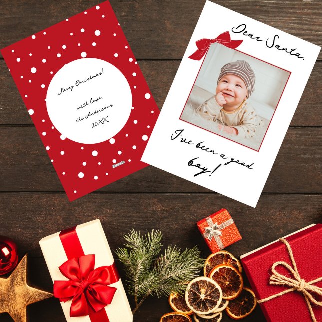 Dear Santa Modern Christmas Custom Baby Photo Holiday Card (Creator Uploaded)
