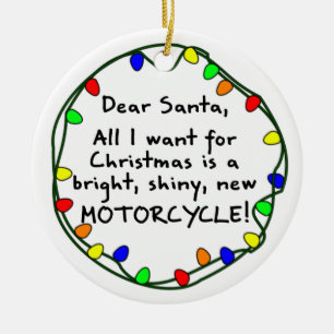 Dear Santa Motorcycle Christmas Ornament