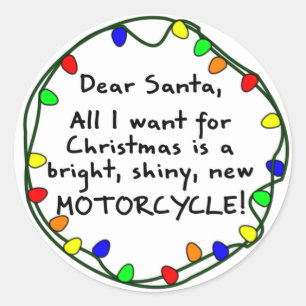 Dear Santa Motorcycle Classic Round Sticker