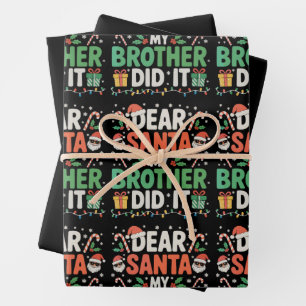 Dear Santa My Brother Did It Christmas Funny Xmas Wrapping Paper Sheet