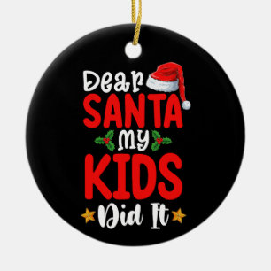 Dear Santa My Kids Did It Christmas Dad Mum Ceramic Tree Decoration