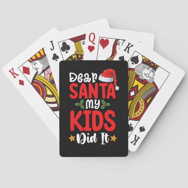 Dear Santa My Kids Did It Christmas Dad Mum Playing Cards (Back)