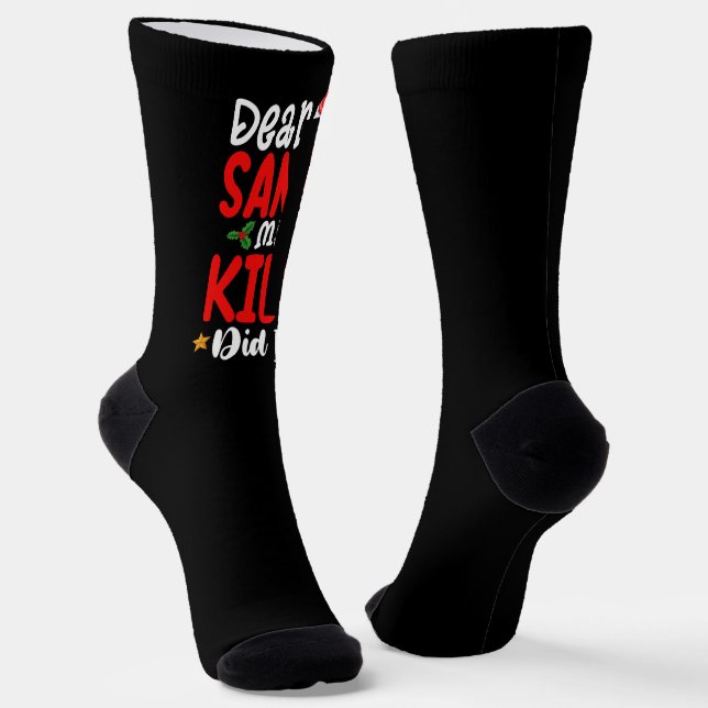 Dear Santa My Kids Did It Christmas Dad Mum Socks (Angled)