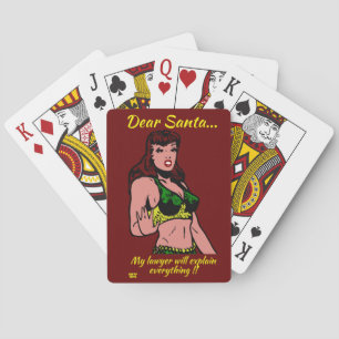 DEAR SANTA.. MY LAWYER WILL... funny christmas  Playing Cards