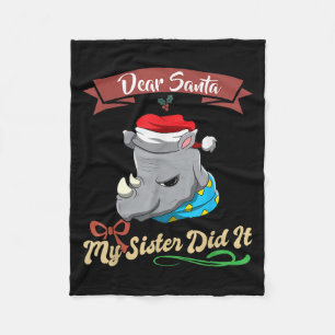 Dear Santa My Sister Did It Siblings Christmas  Fleece Blanket