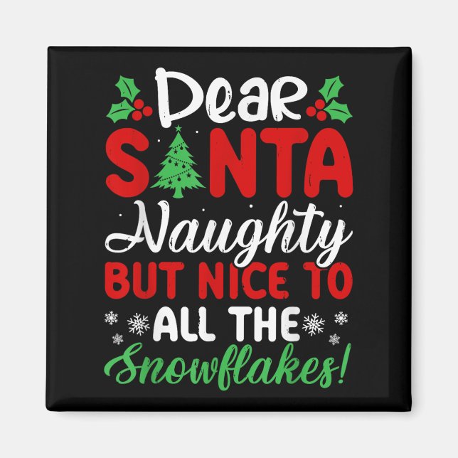 Dear Santa Naughty But Nice To All The Snowflakes! Magnet (Front)