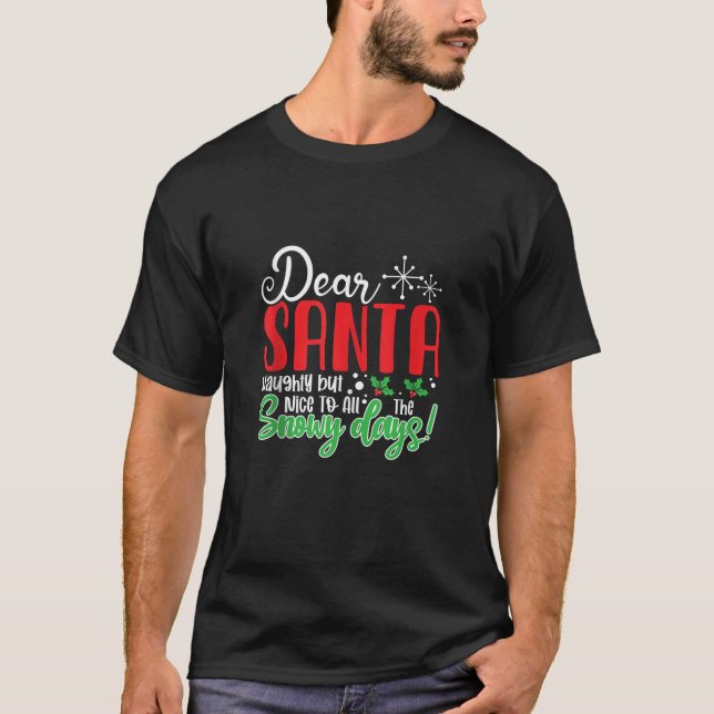 Dear Santa Naughty But Nice to All the Snowy Days  T-Shirt (Front)
