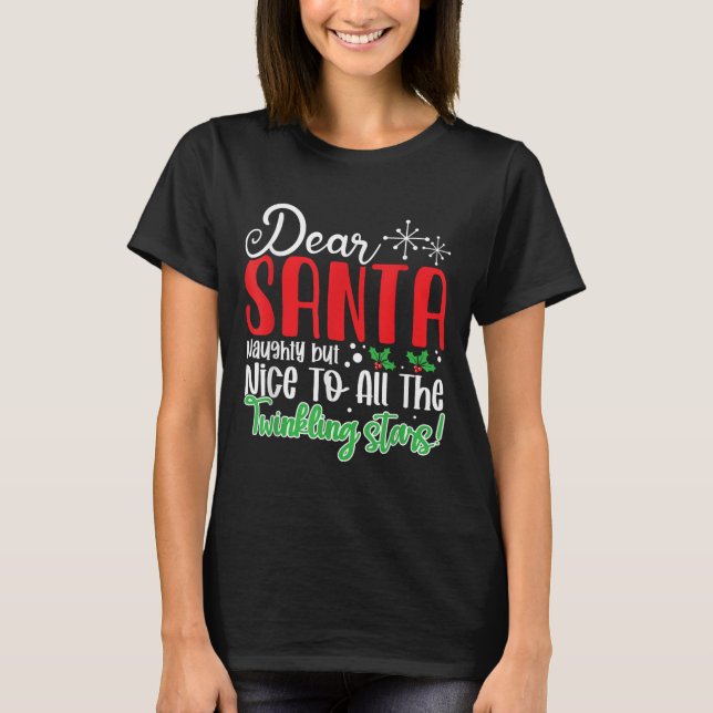 Dear Santa Naughty But Nice To All The Twinkling S T-Shirt (Front)