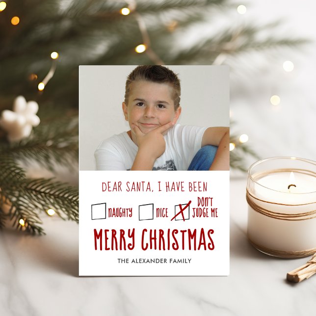 Dear Santa Naughty Nice Holiday Photo Card (Creator Uploaded)