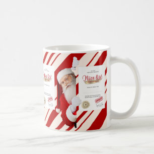 Dear Santa Nice List Certificate Red Candy Stripe Coffee Mug