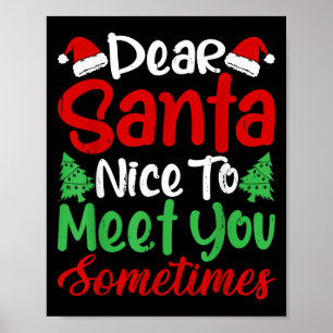 Dear Santa Nice To Meet With You Sometimes! Funny  Poster