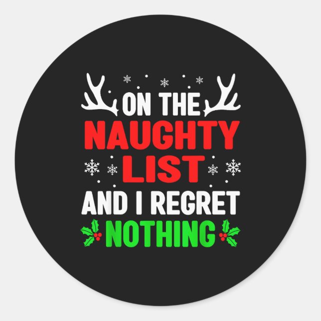 Dear Santa On Naughty List Funny Christmas Mens Wo Classic Round Sticker (Front)
