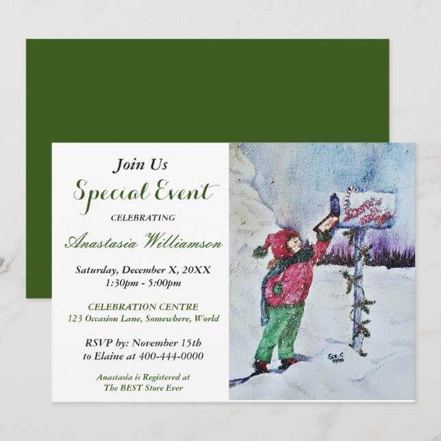 Dear Santa PARTY EVENT INVITE (Front/Back)