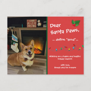 "Dear Santa Paws" Customisable Holiday Postcard
