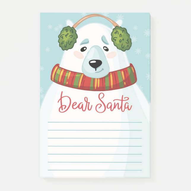 Dear Santa Polar Bear Post-It Notes (Front)