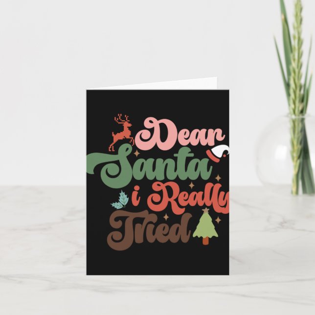 Dear Santa Retro Groovy Christmas Holidays T Shirt Card (Front)