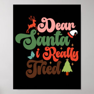 Dear Santa Retro Groovy Christmas Holidays T Shirt Poster