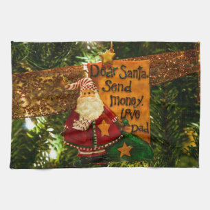 Dear Santa Send Money Tea Towel