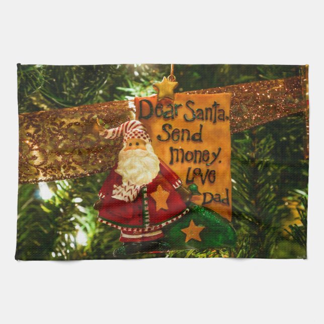 Dear Santa Send Money Tea Towel (Horizontal)