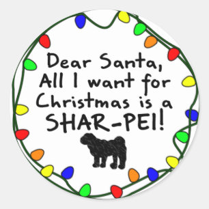 Dear Santa Shar-Pei Classic Round Sticker