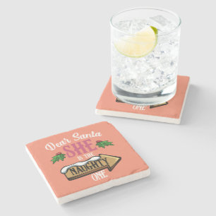 Dear Santa She Is The Naughty One Funny Matching Stone Coaster
