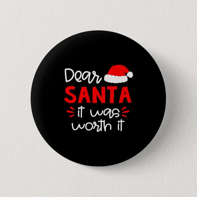 Dear Santa Shirt Funny Matching Family Christmas P 6 Cm Round Badge (Front)