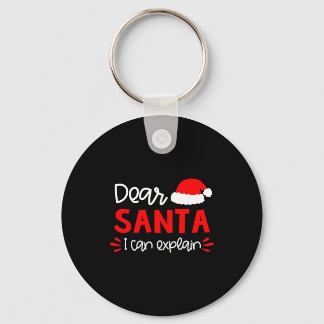 Dear Santa Shirt Funny Matching Family Christmas P Key Ring (Front)
