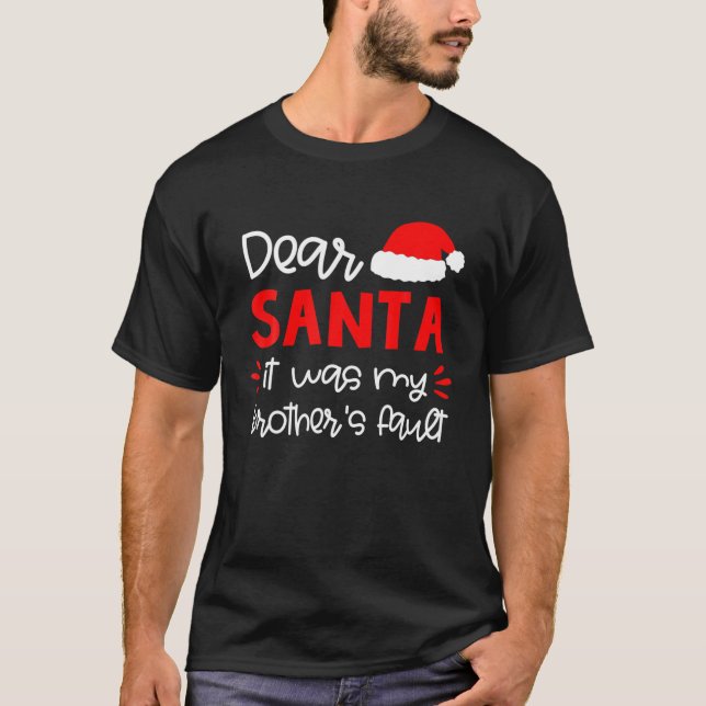 Dear Santa Siblings Matching Family Christmas Paja T-Shirt (Front)