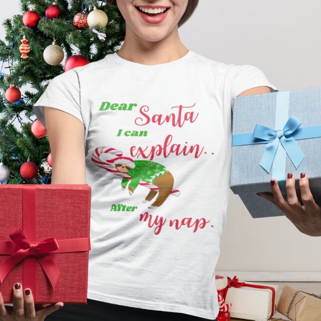 Dear Santa Sloth Christmas Nap On Candy Cane T-Shirt (Creator Uploaded)