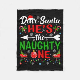 Dear santa the naughty one pjs couples christmas fleece blanket
