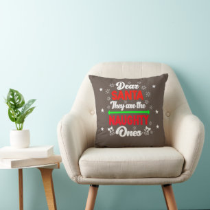 Dear Santa They Are Naughty Funny Christmas Family Cushion