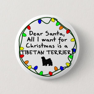 Dear Santa Tibetan Terrier 6 Cm Round Badge