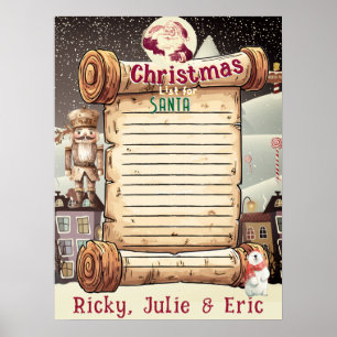 Dear Santa Toy Gift Request List Poster