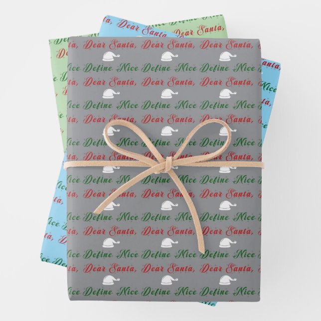 Dear Santa | Tri Colours  Wrapping Paper Sheet (In situ)
