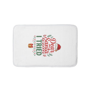 Dear Santa Tried Christmas Hat Present Box Bath Mat