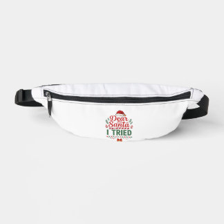 Dear Santa Tried Christmas Hat Present Box Bum Bags