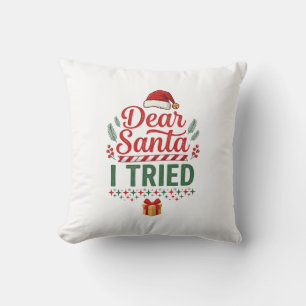 Dear Santa Tried Christmas Hat Present Box Cushion