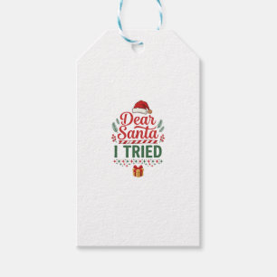 Dear Santa Tried Christmas Hat Present Box Gift Tags